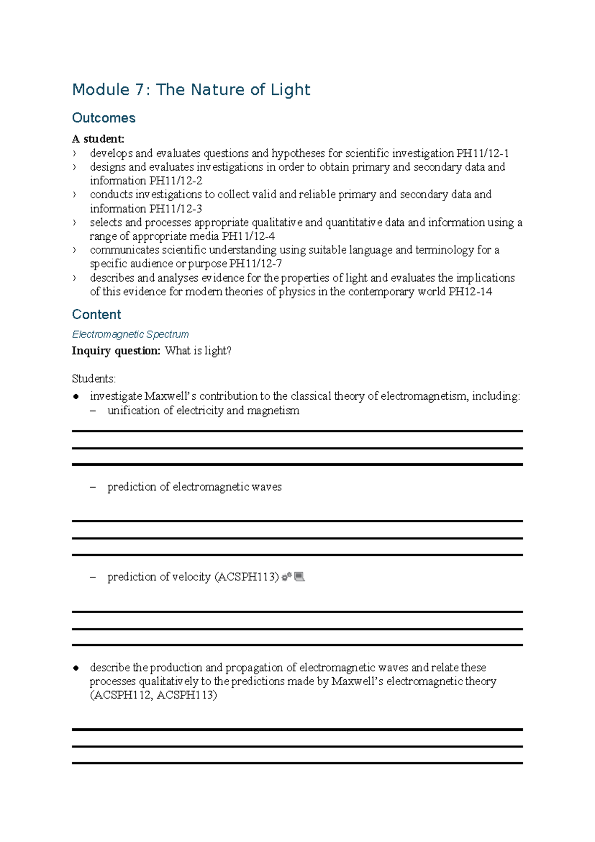 Y12 Physics Module 7: The Nature of Light Summary Notes - Studocu
