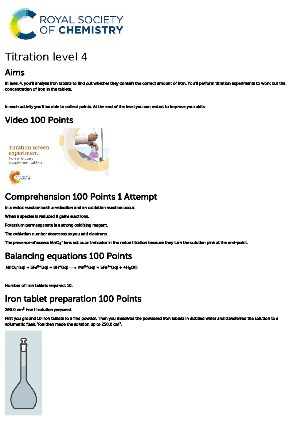 Titration Level 4 Lab Notebook: Analyzing Iron in Supplements - Studocu
