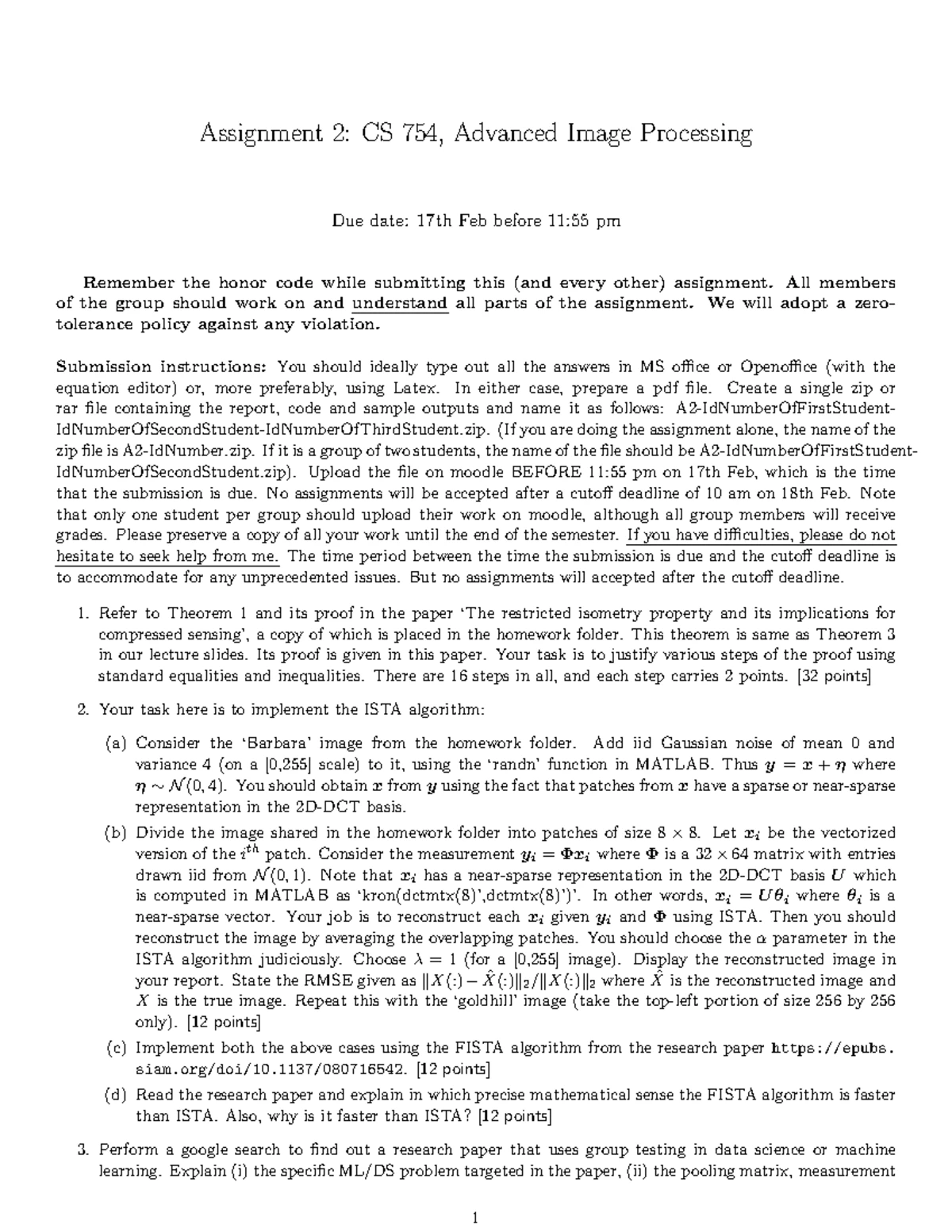 Hw2 Solutions: CS 754, Advanced Image Processing Assignment 2 Insights ...