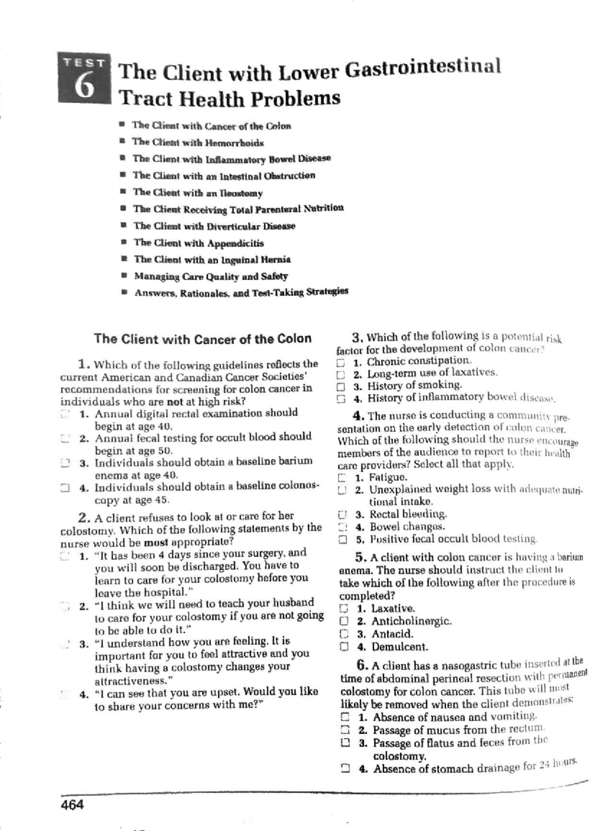 Lower GI - lecture lecture notes - TEST The Client with Lower ...