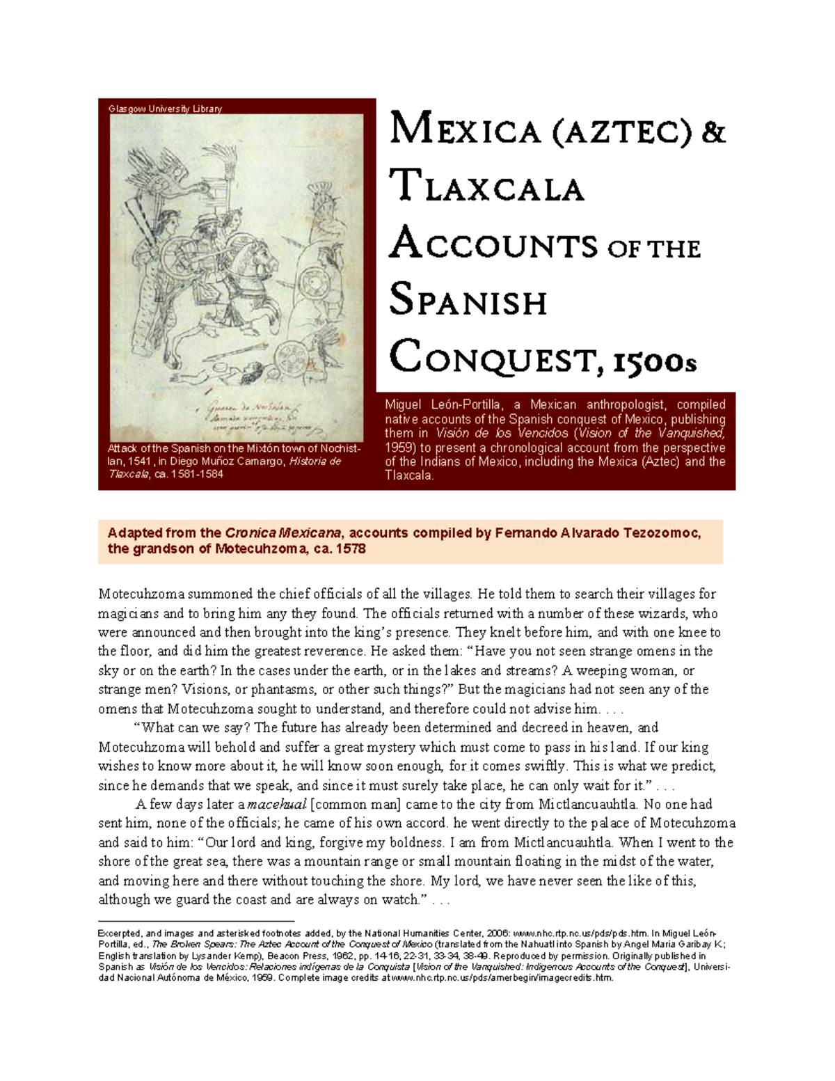 MEXICA (AZTEC) & TLAXCALA ACCOUNTS OF SPANISH CONQUEST, 1500s - Studocu