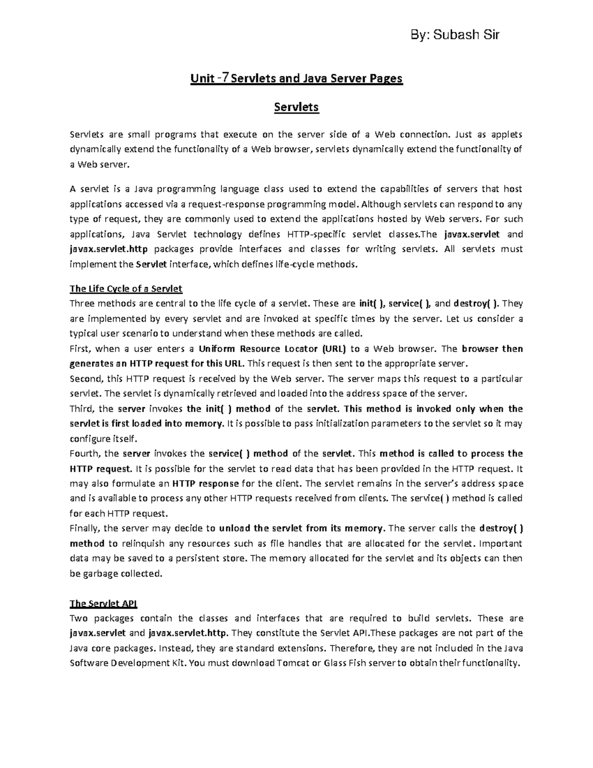 Unit 7: Servlets and JavaServer Pages (BIT401) - Comprehensive Overview ...
