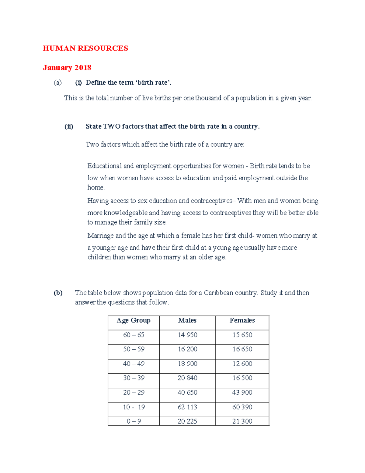 HR Essay Notes: Birth Rate, Employment and Education Factors Analysis ...