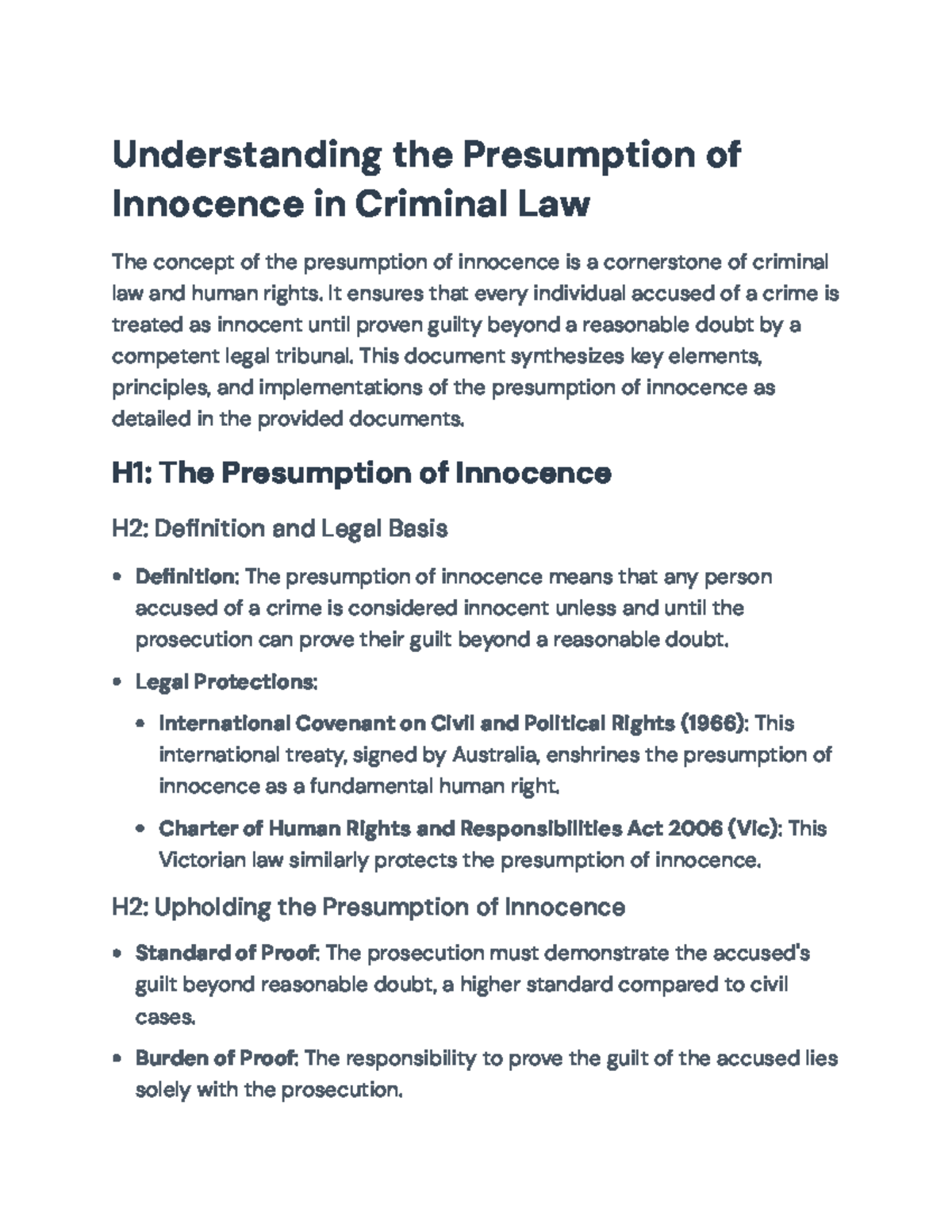 Understanding the Presumption of Innocence in Criminal Law ...