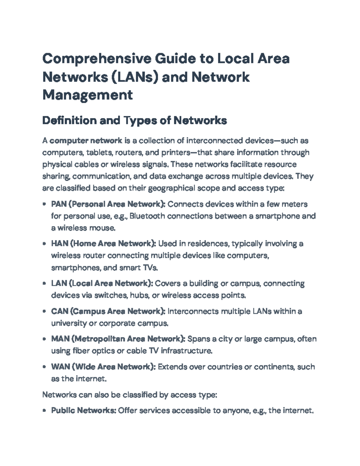 Comprehensive Guide to LAN Design & Management Procedures (CS101) - Studocu