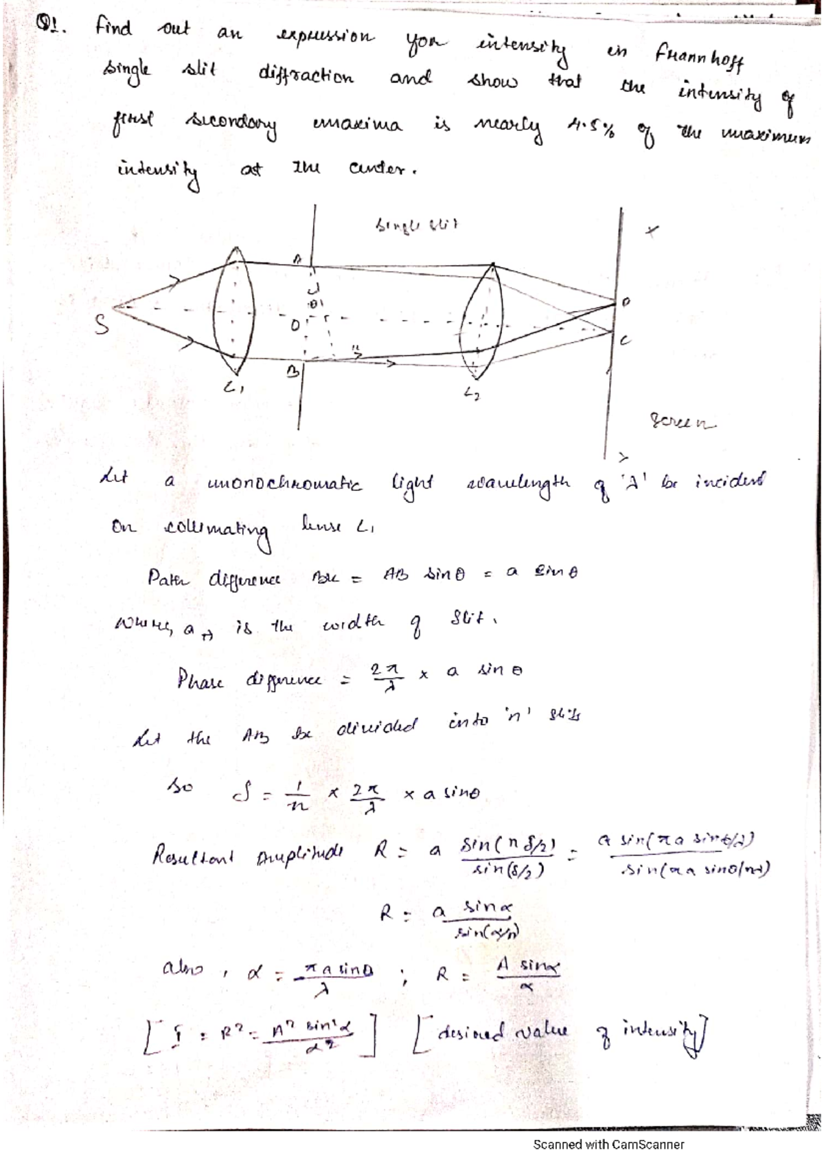 Wave Optics Assignment: Diffraction of Light (Course Code: PHY101 ...