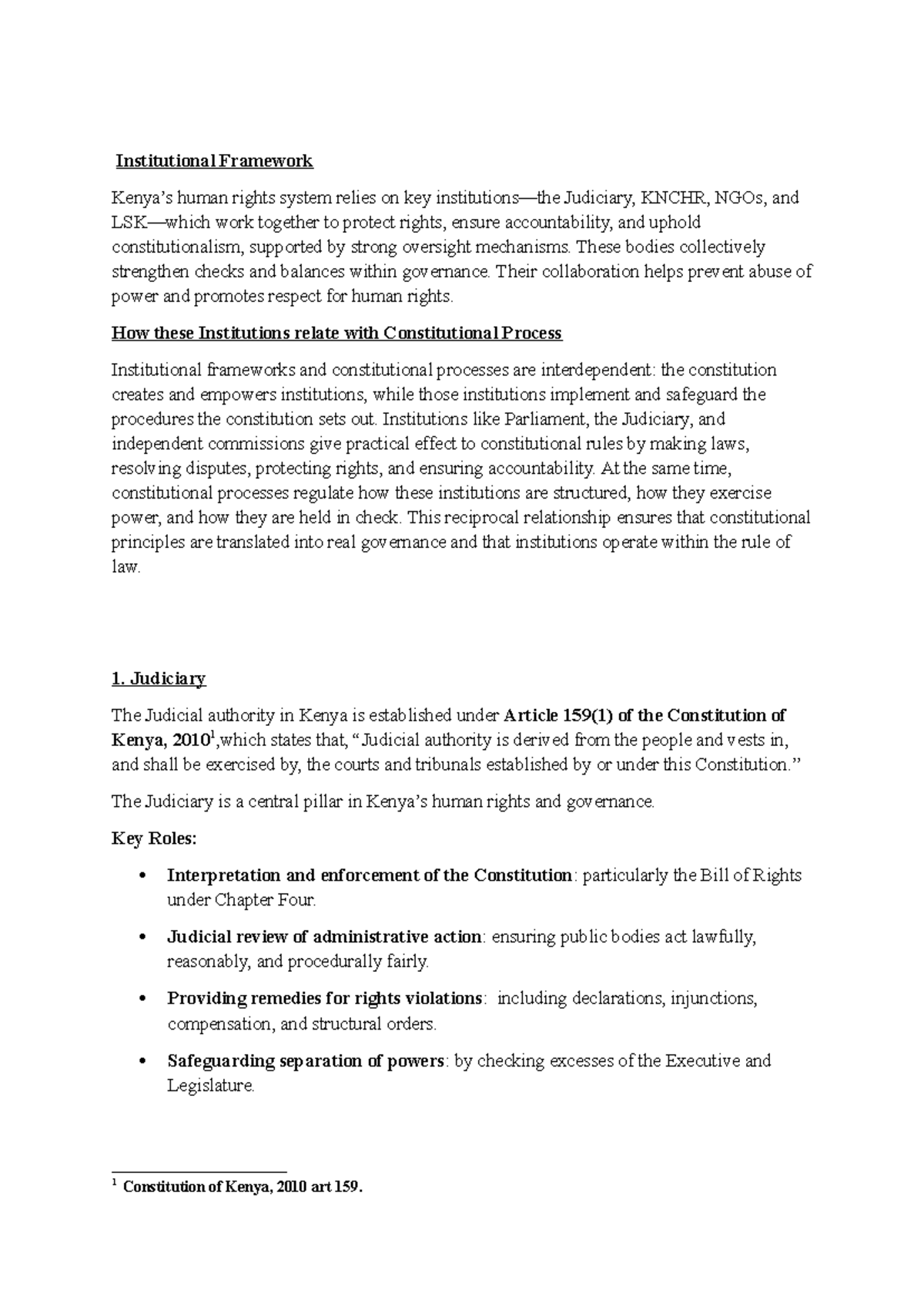 Institutional Framework for Human Rights in Kenya: Judiciary, KNCHR ...