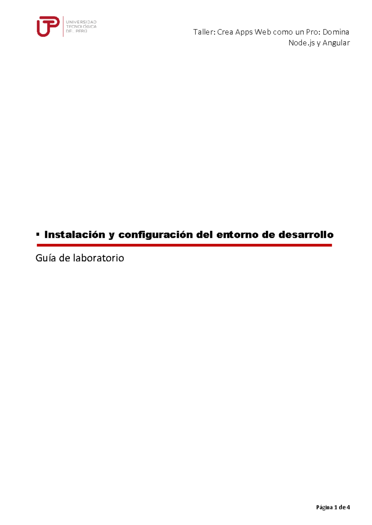 Taller: Instalación y Configuración de Node.js y Angular - Studocu