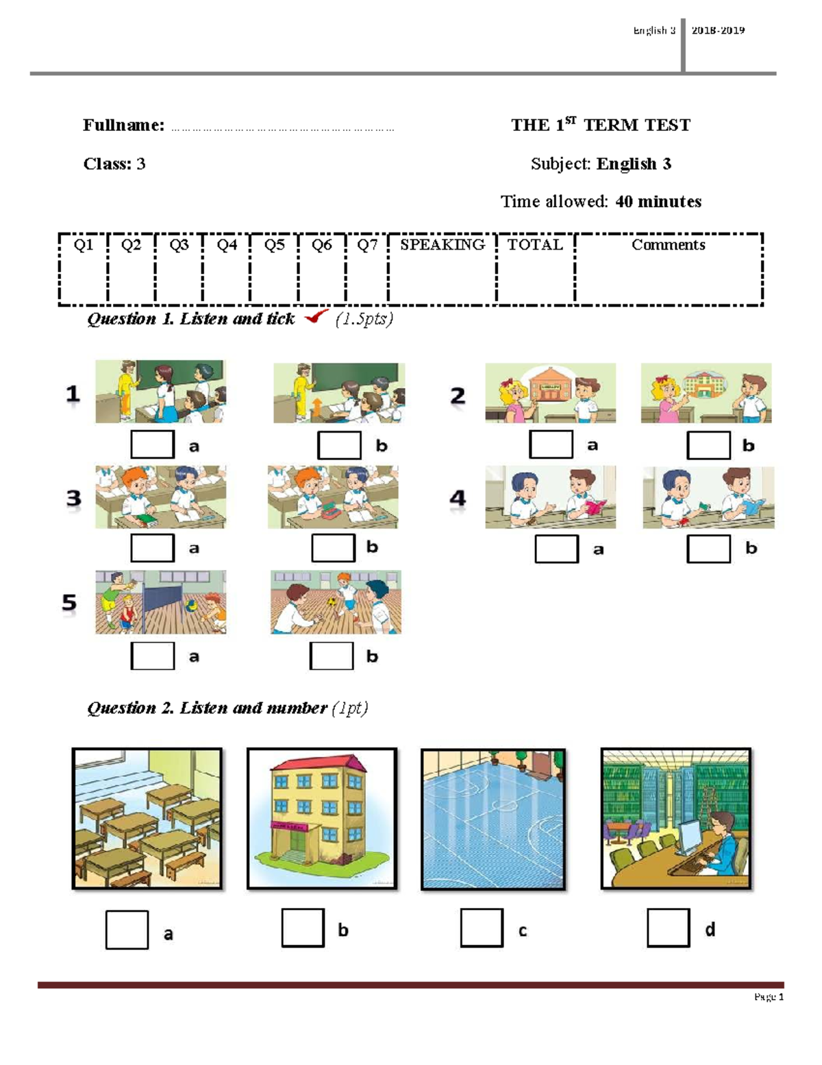 English 3 Term Test - 1st Semester Exam D9 - Studocu