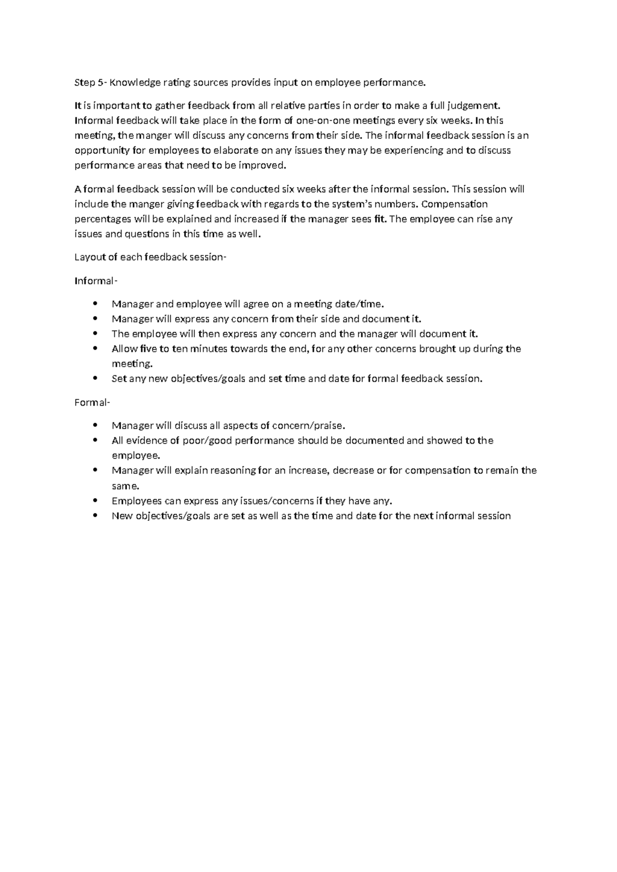 Step 5 - Employee Performance Feedback Process for 2025 Assignment ...