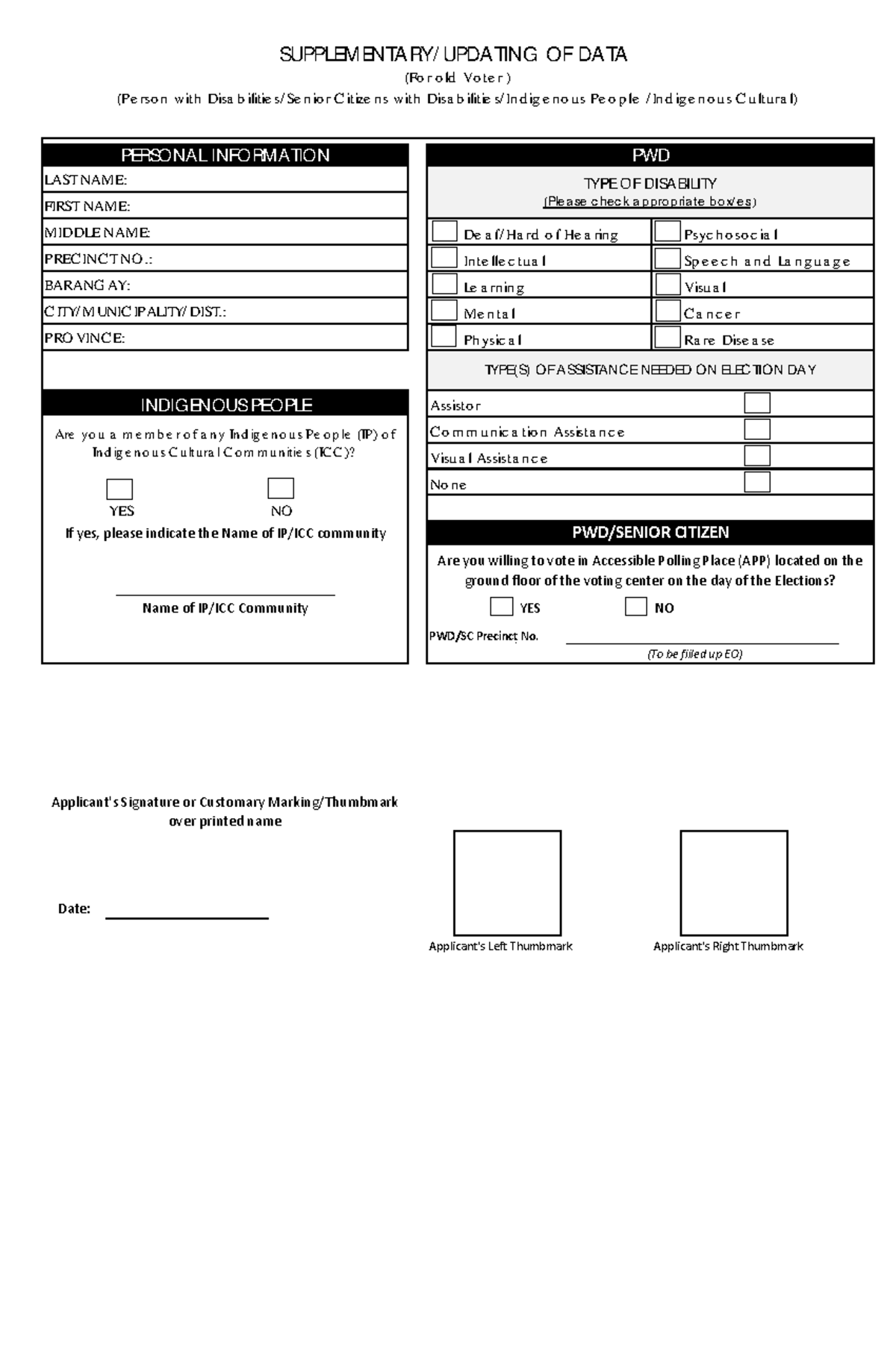 REV 2025 Supplementary Data Form for Voter Accessibility - Studocu