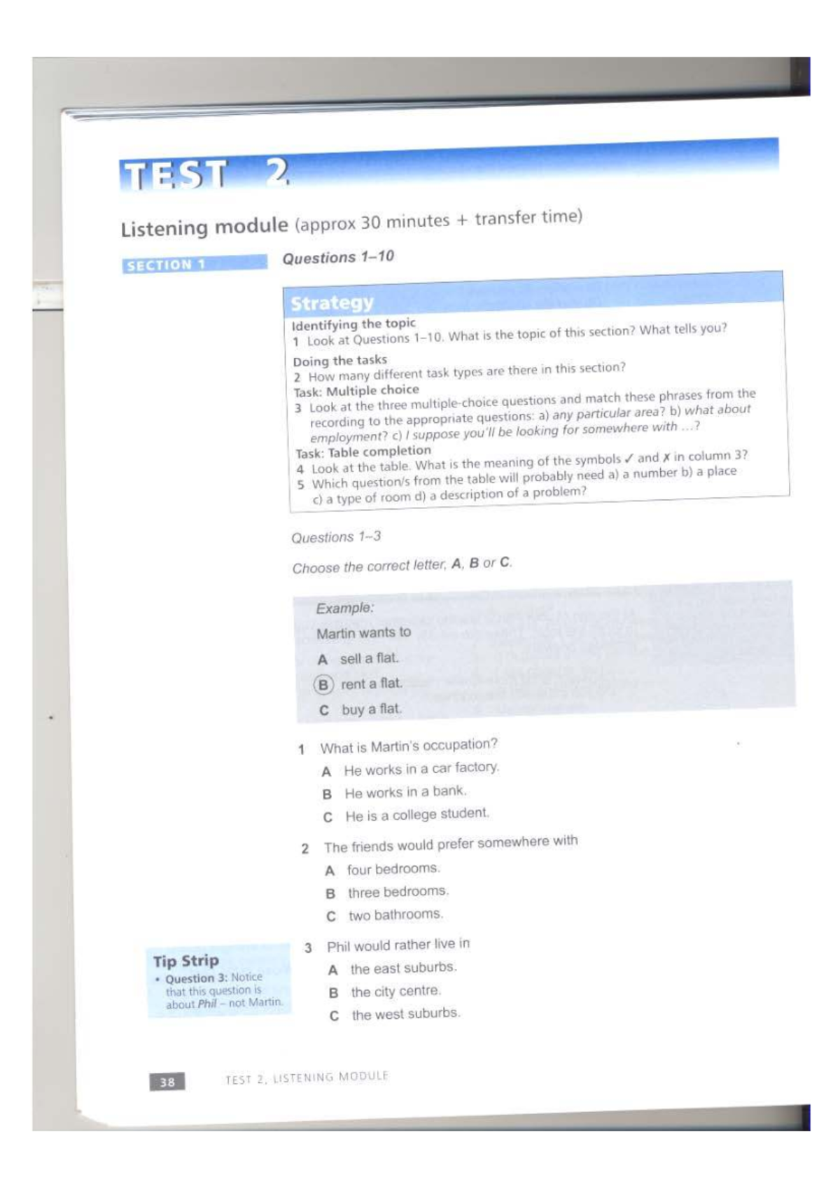 TP2T2 - Listening Module Test 2 Strategies and Questions - Studocu