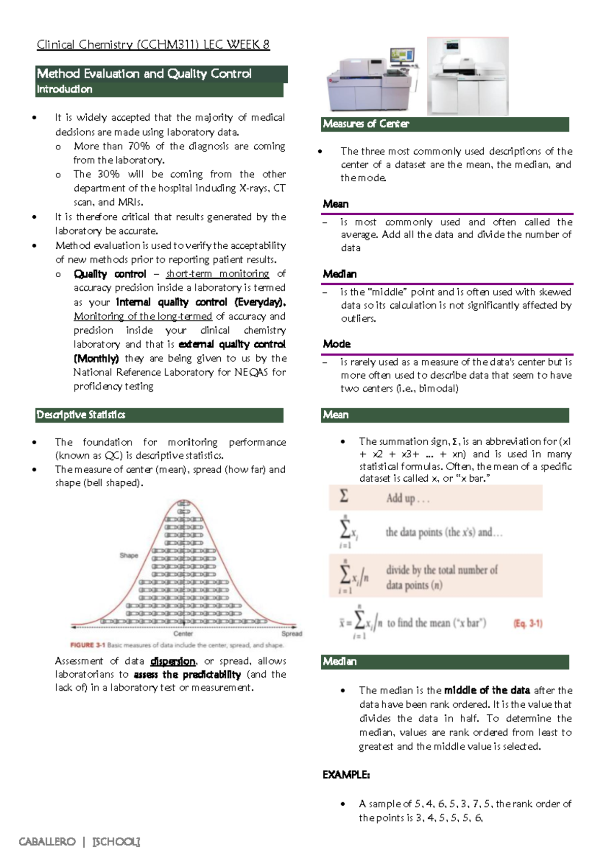 CCHM311-LEC- Method OF EVAL - Clinical Chemistry (CCHM311) LEC WEEK 8 ...