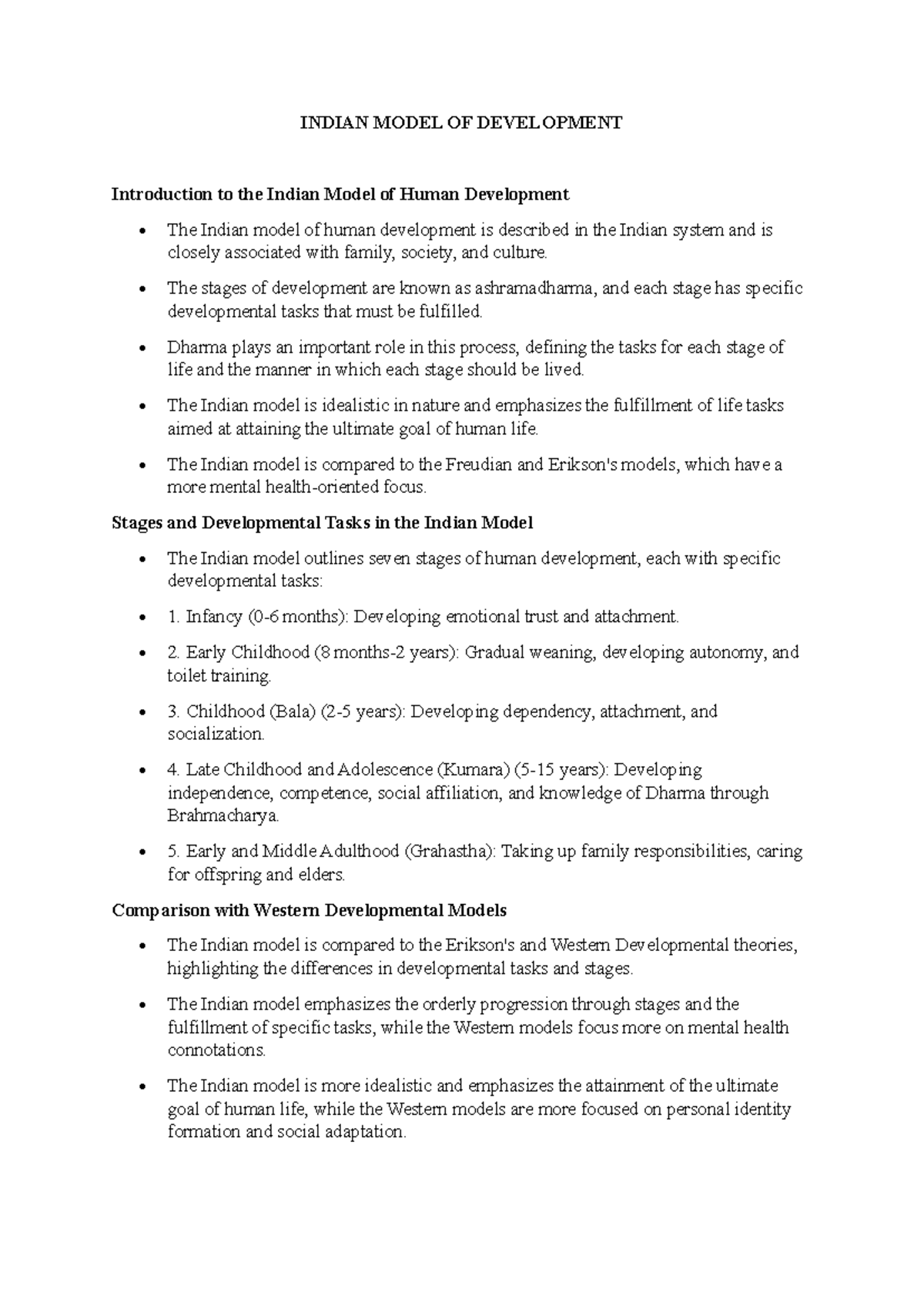 Indian Model of Development: A Sociocultural Perspective - Studocu