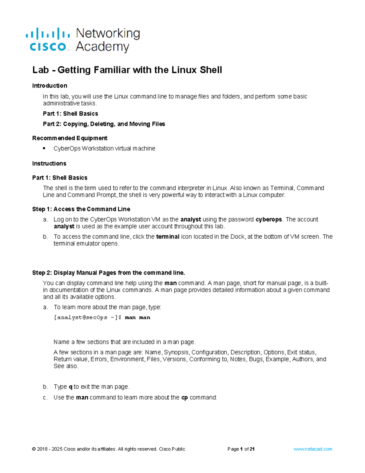 4.2.7 Lab - Mastering the Linux Shell Basics and File Management - Studocu
