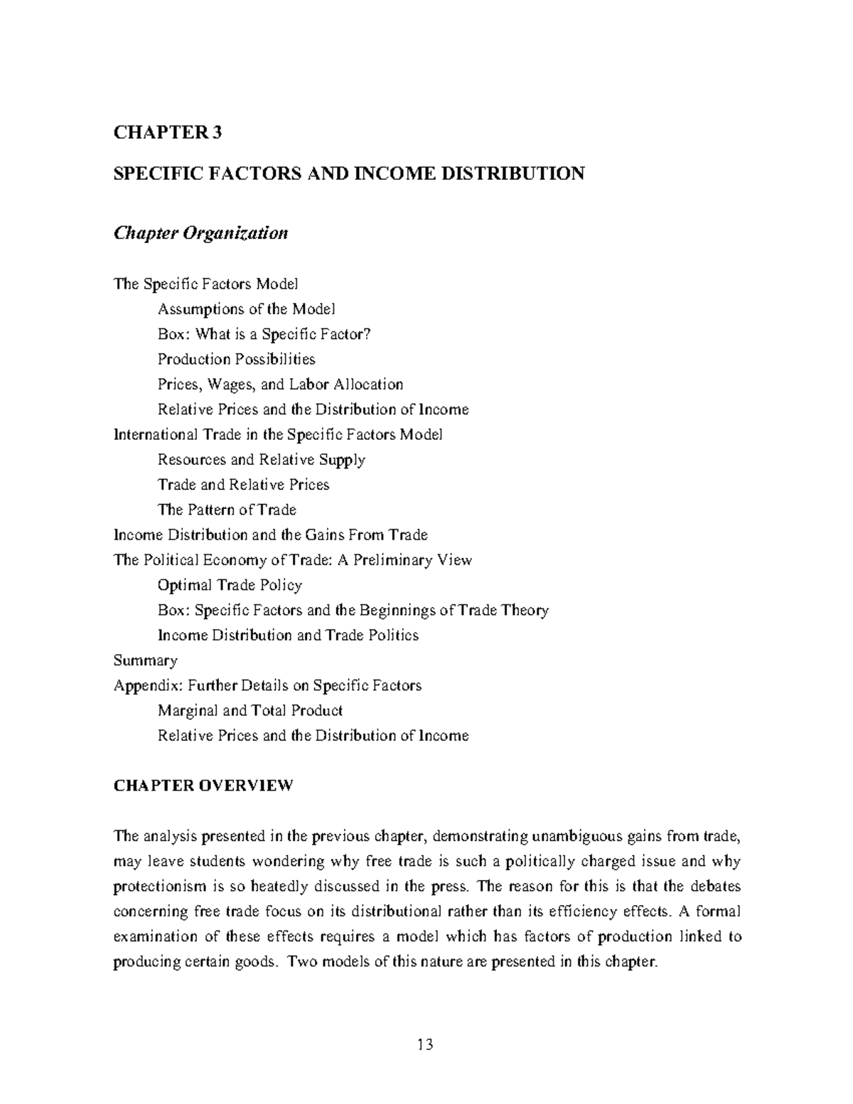 Answers Chapter 3 - Specfic factors model - CHAPTER 3 SPECIFIC FACTORS ...