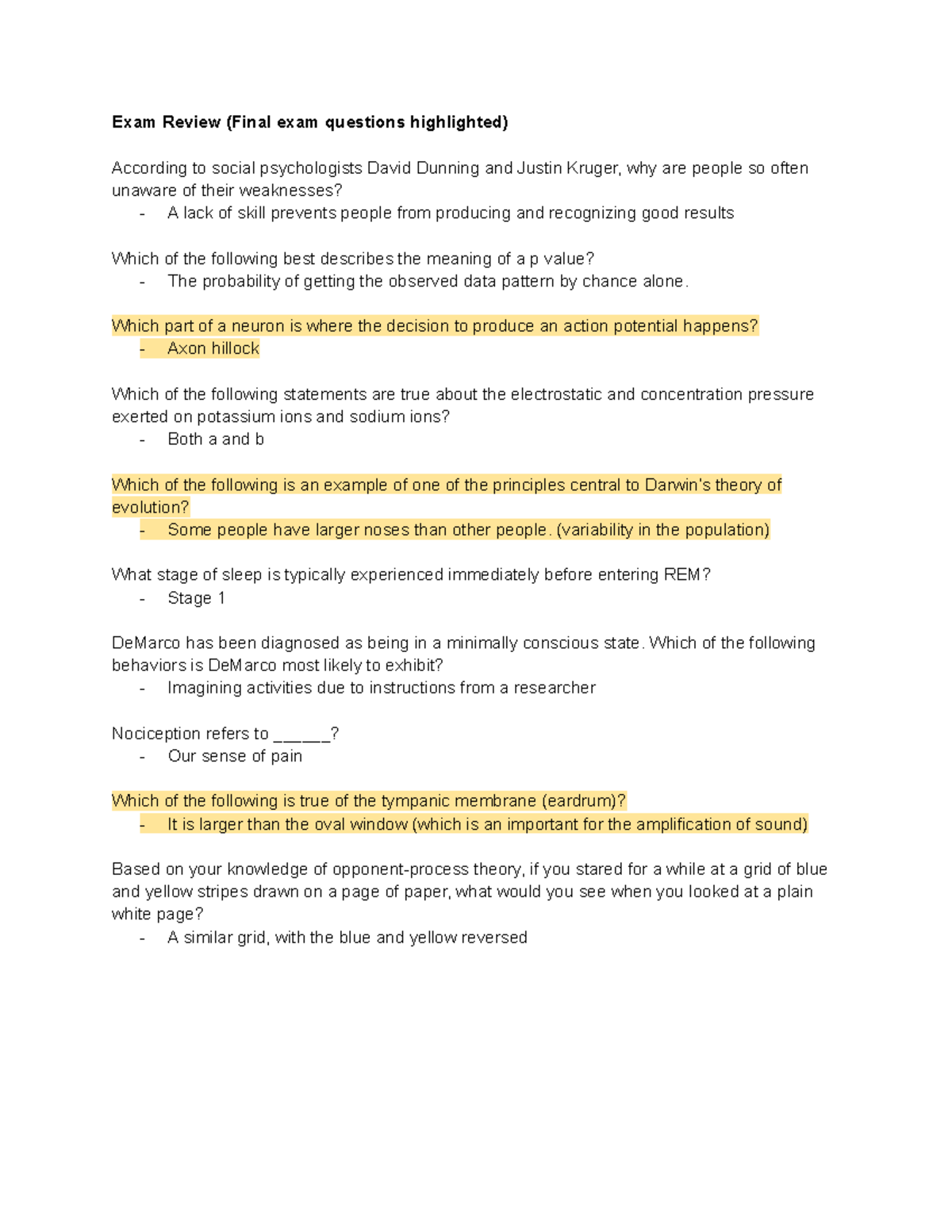 PSY 101 Midterm 1 Review: Key Concepts & Potential Exam Questions - Studocu