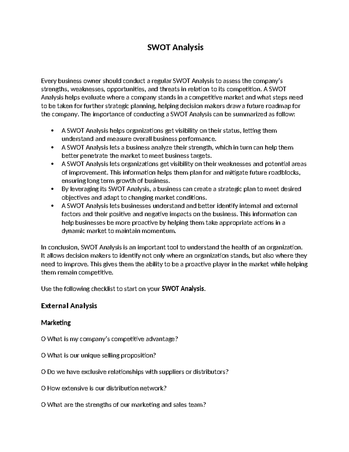 SWOT Analysis: Essential Guide for Business Owners (Extra Paper) - Studocu