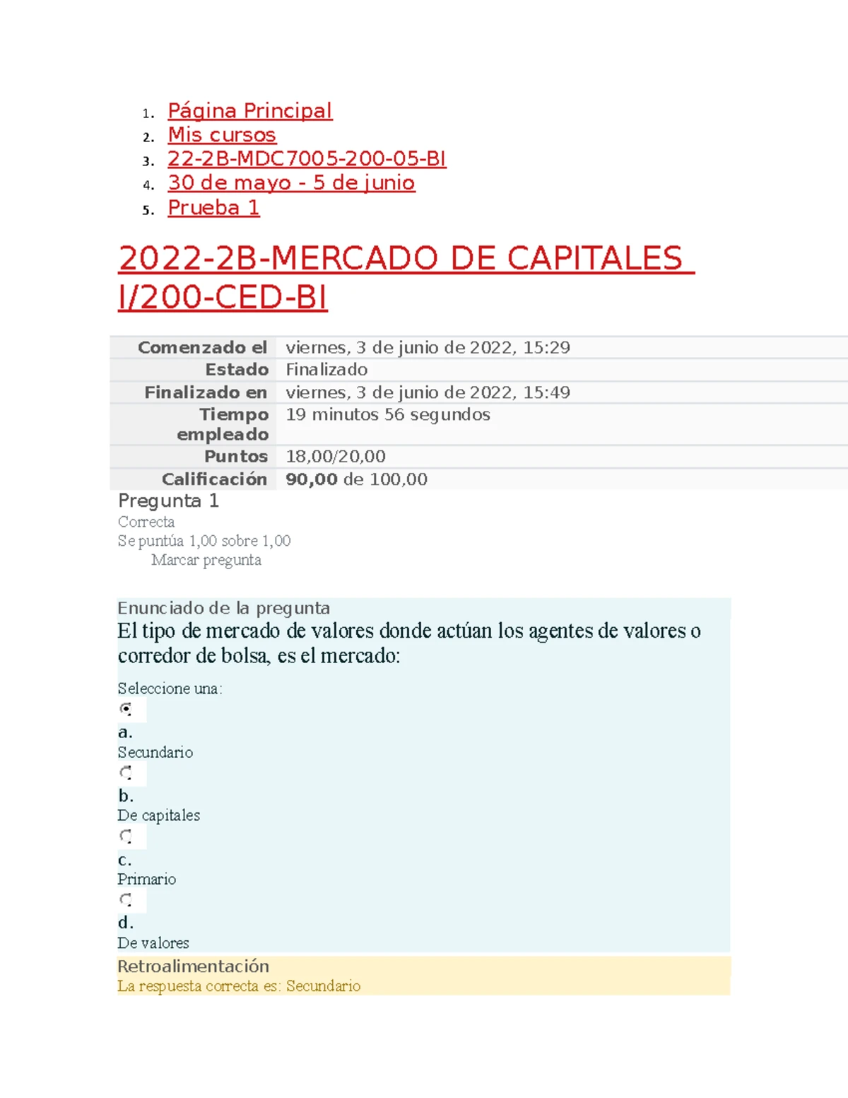 Prueba 2 Mercado de Capitales 2023 - Descargar la app para dispositivos ...