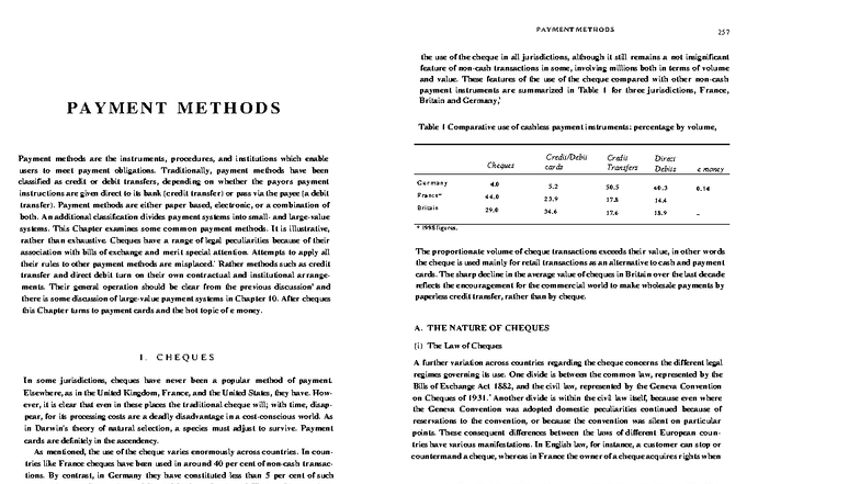 Payment Methods: The Role of Cheques in Banking Law (BLAW 257) - Studocu