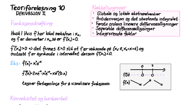 Forelesning 10: Derivasjon og Differensiallikninger - Studocu