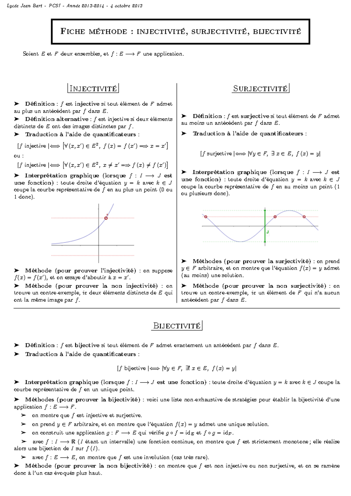 Fiche Méthode PCSI : Injectivité, Surjectivité, Bijectivité - Studocu