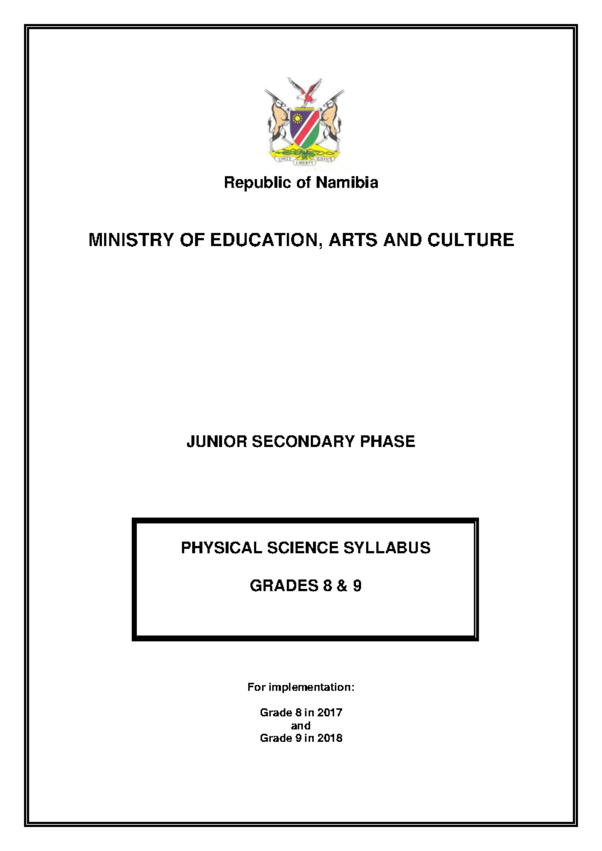 Physical Science Syllabus for Grades 8 & 9 (JSC) - NIED 2015 - Studocu