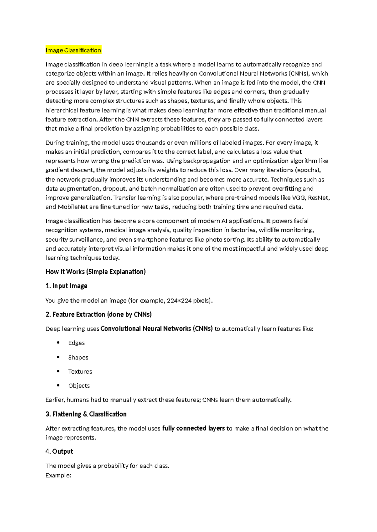 DL6 - Image Classification and Deep Learning Notes - Studocu