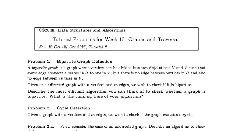 CS2040: Tutorial 8 Problems on Graphs and Skyscrapers - Studocu