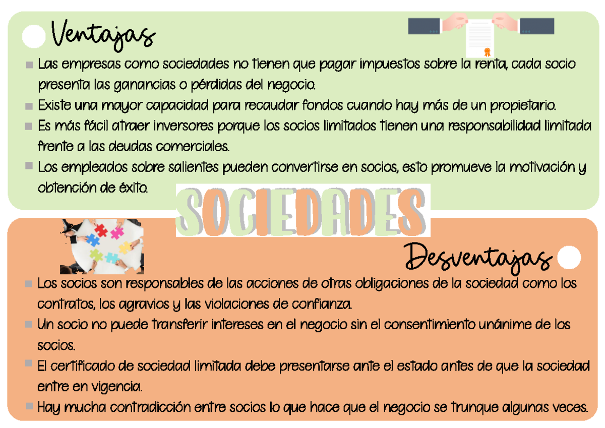 Ventajas y Desventajas de las Sociedades Comerciales: Análisis - Studocu