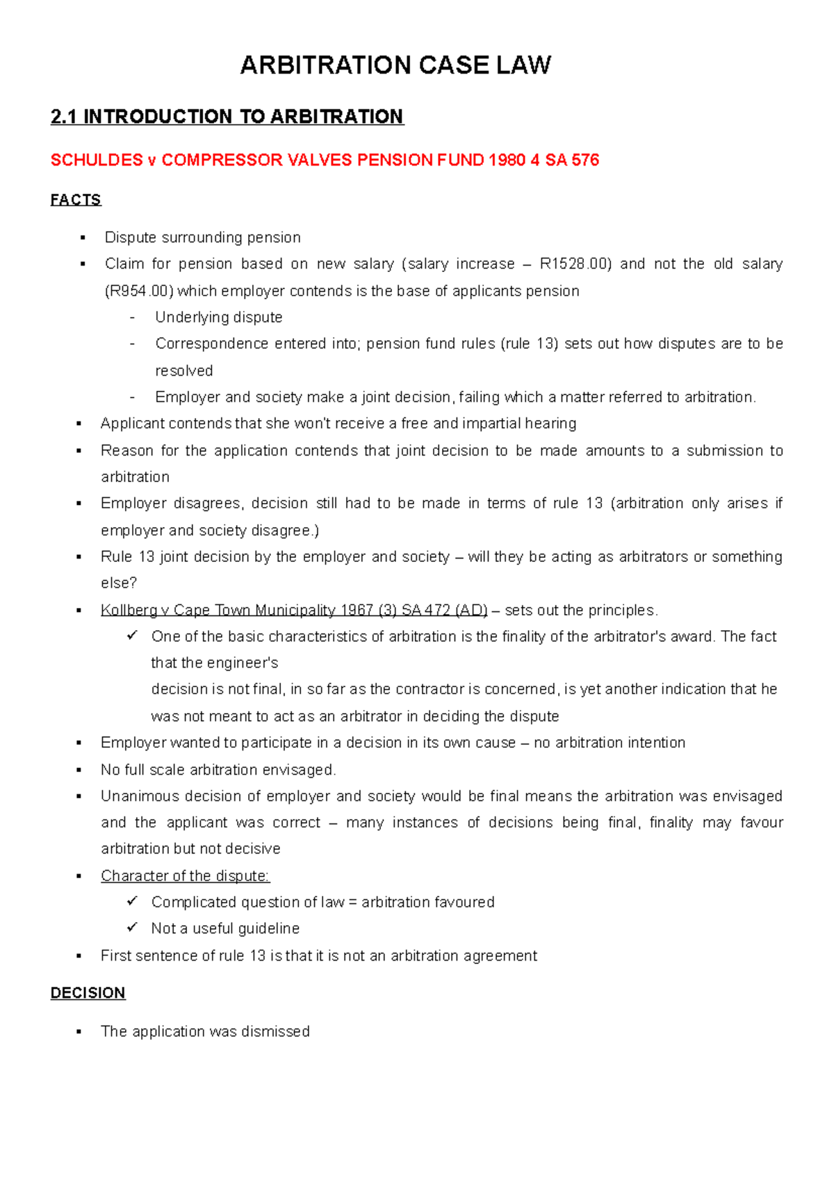 Arbitration Case Law Study for LAWS 501: Key Decisions and Analysis ...