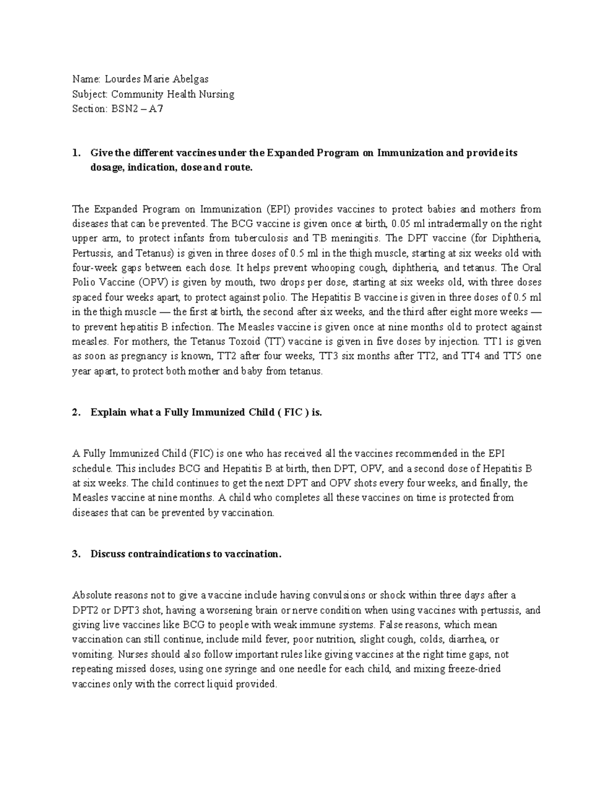 CHN1 - Expanded Program on Immunization Overview and Guidelines - Studocu