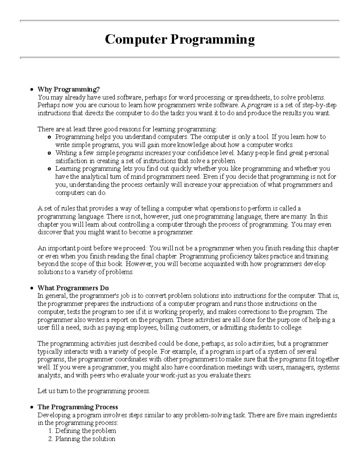 Computer Programming (CS101): Understanding the Basics and Processes ...