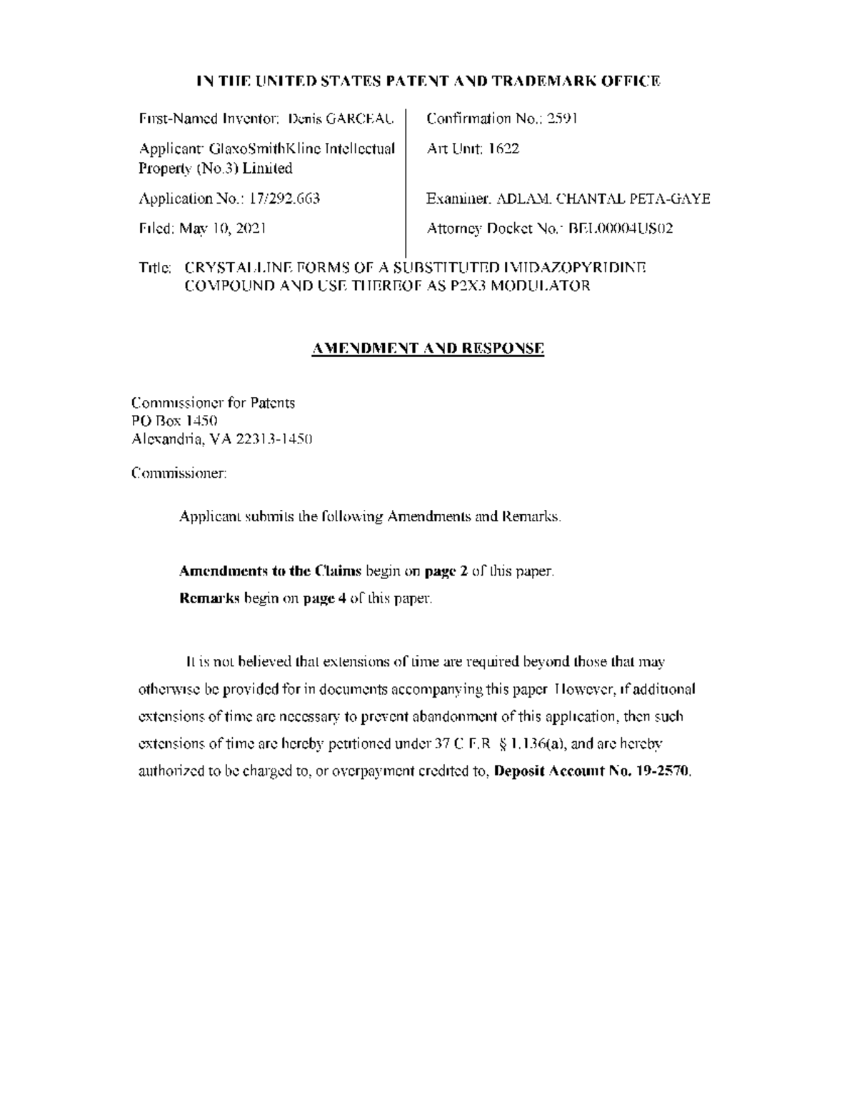 Amendment Request for Reconsideration of Patent Application No. 2591 ...