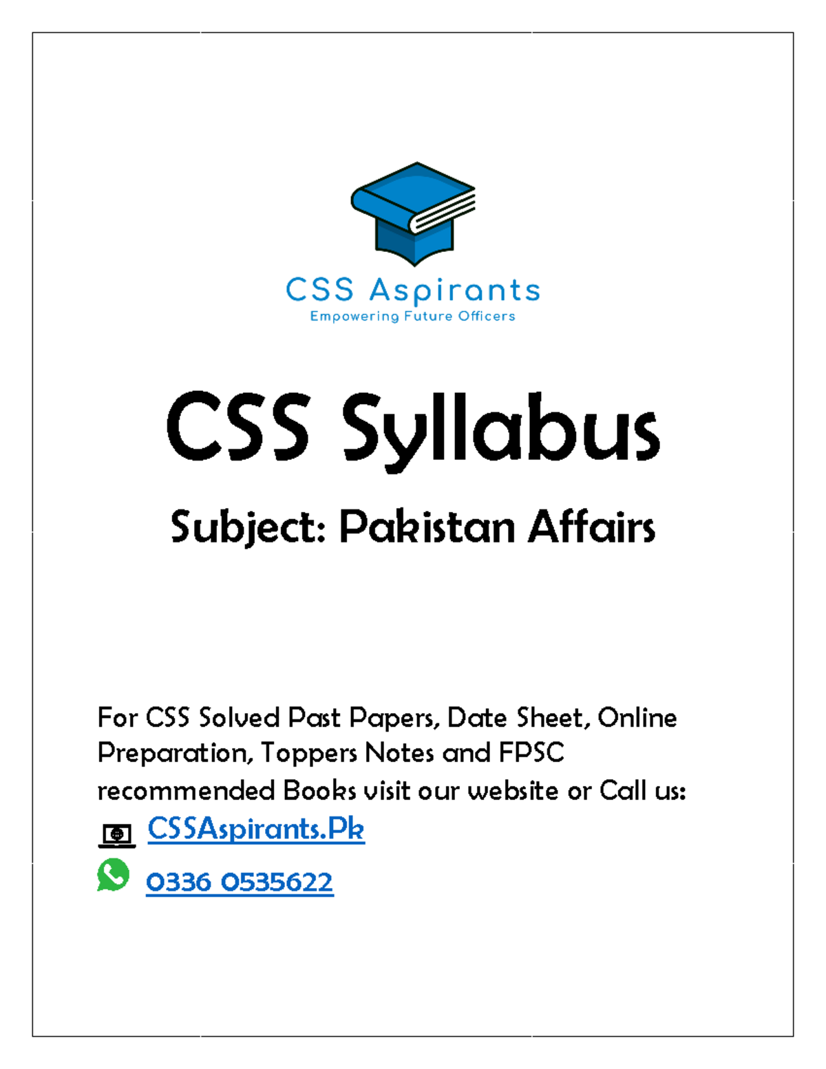 Pakistan Affairs CSS Syllabus - CSS Syllabus Subject: Pakistan Affairs ...