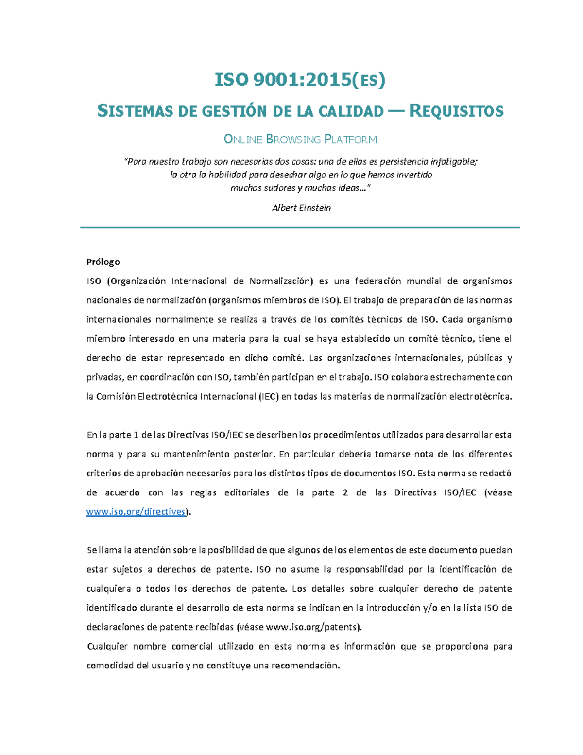 U2 ISO 9001:2015 - Requisitos del Sistema de Gestión de Calidad - Studocu