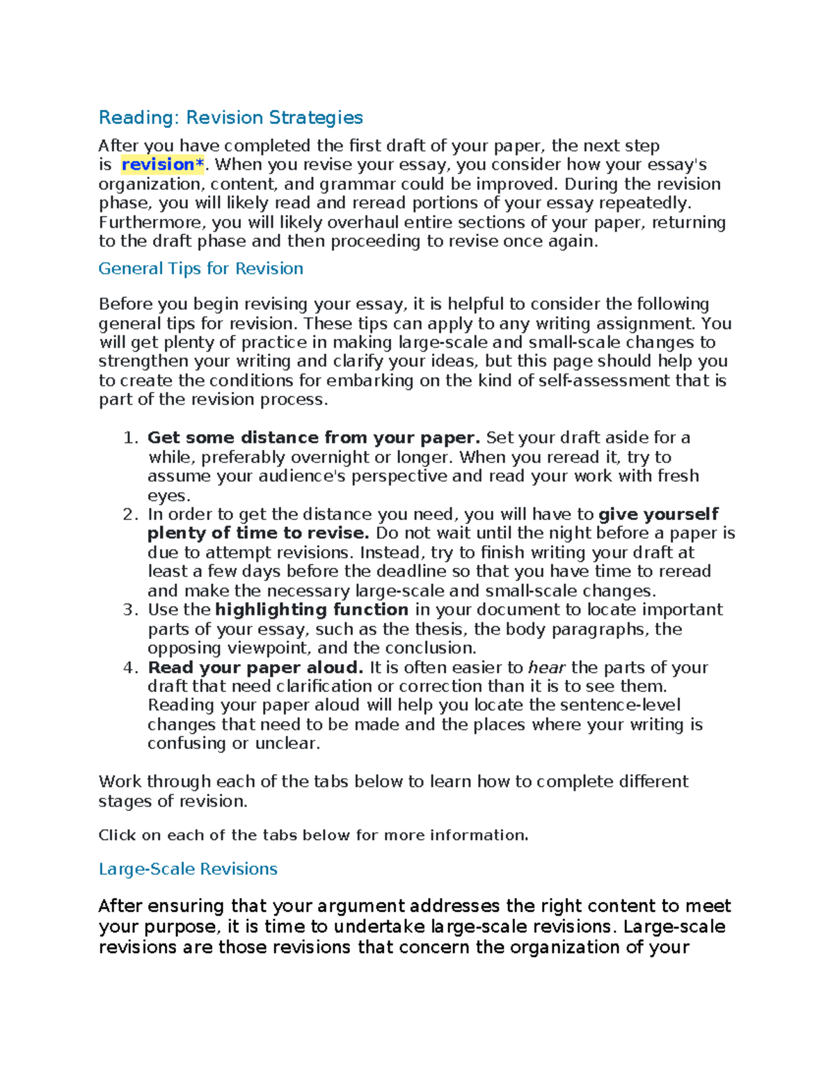 Revision Strategies for Effective Writing: Reading Notes - Studocu