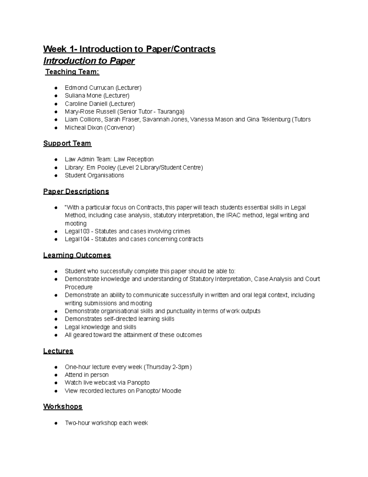 Legal101 - Week 1: Intro to Contracts & Legal Method Essentials - Studocu