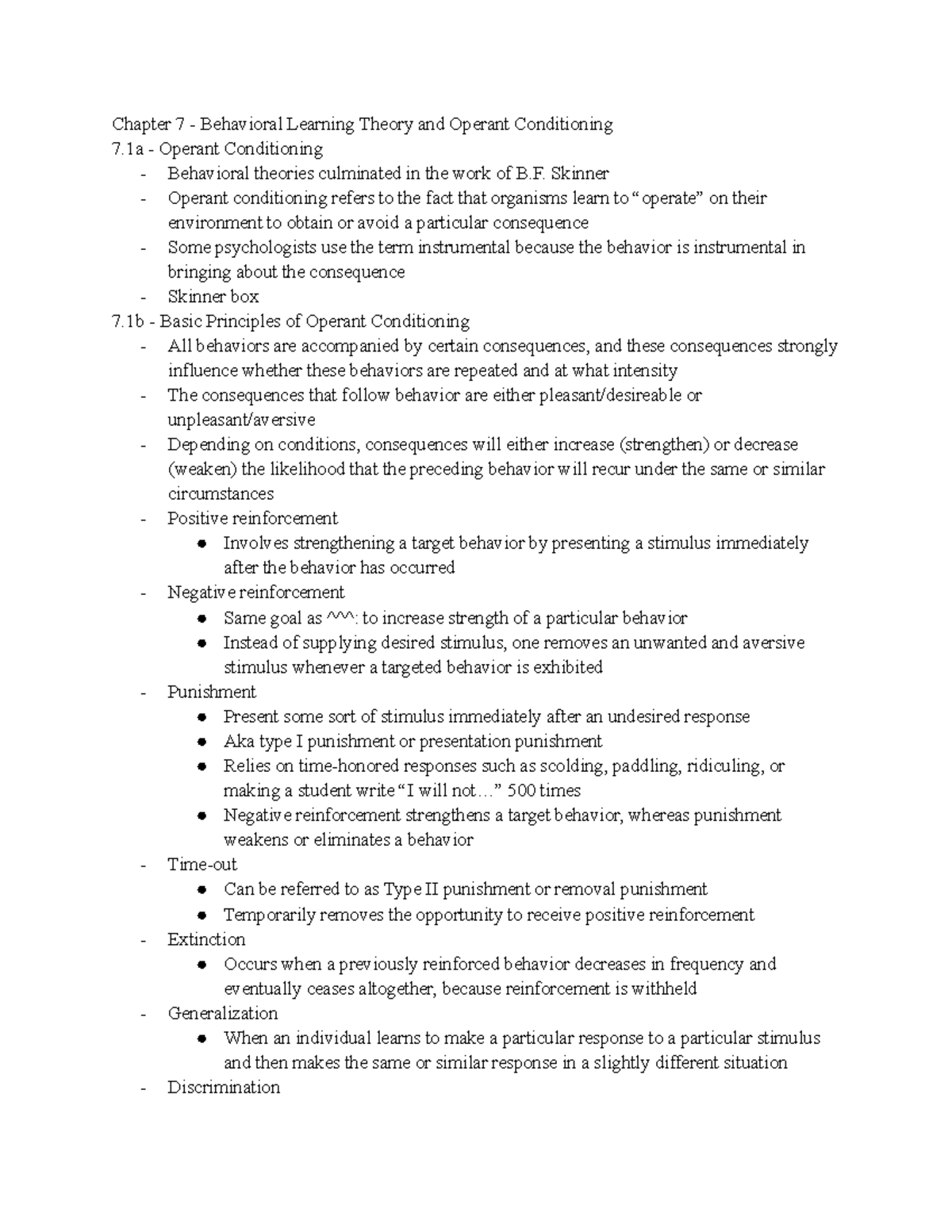 Chapter 7 - Ed Psy - Chapter 7 - Behavioral Learning Theory and Operant ...