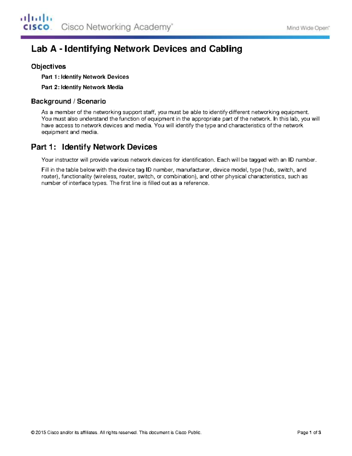 Lab 4.1.2.4 - Identifying Network Devices & Media in Cisco Network ...