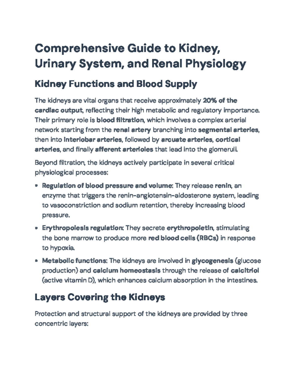Comprehensive Overview of Renal Physiology & Urinary System Functions ...