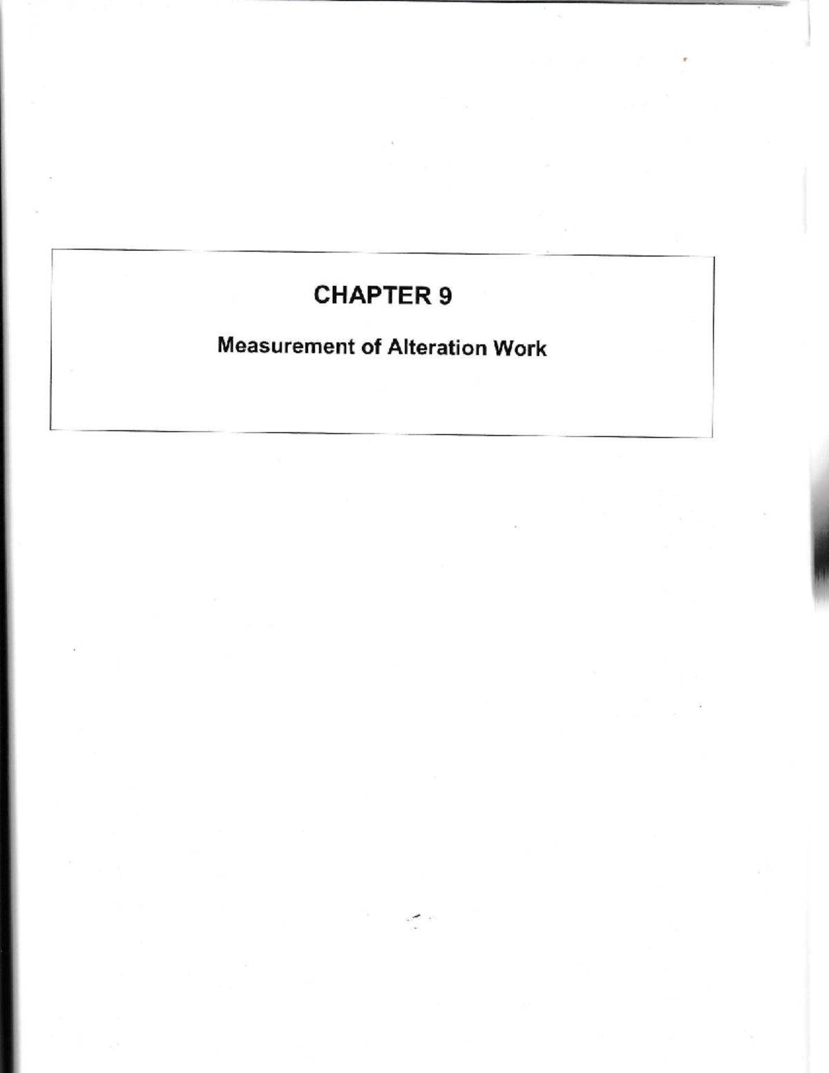 CHAPTER 9: Measurement of Alteration Work - Conversion to Offices - Studocu