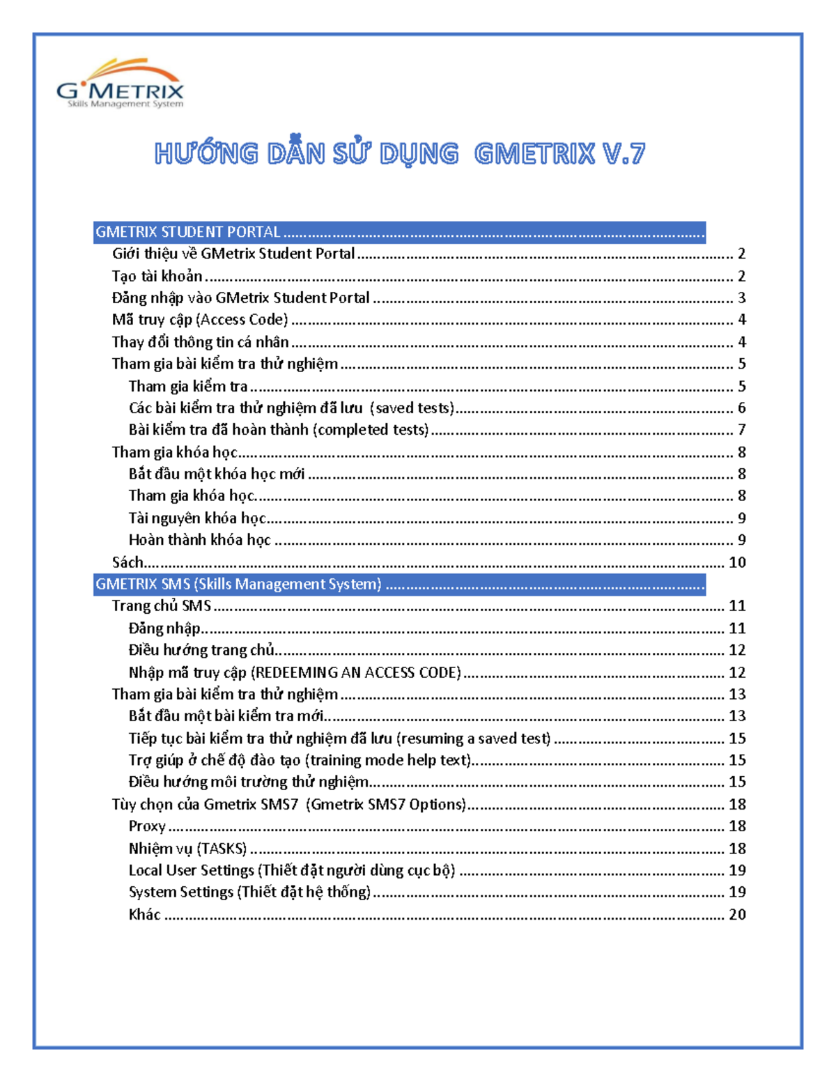 Hướng Dẫn Sử Dụng GMetrix V - PP 2016: Cổng Học Tập và Thử Nghiệm - Studocu