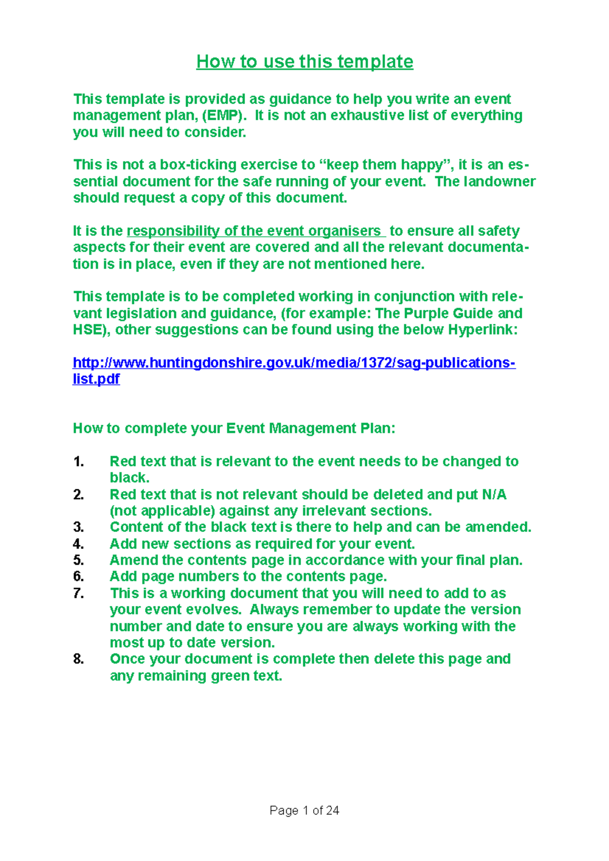 Event-management-plan-template - How to use this template This template ...