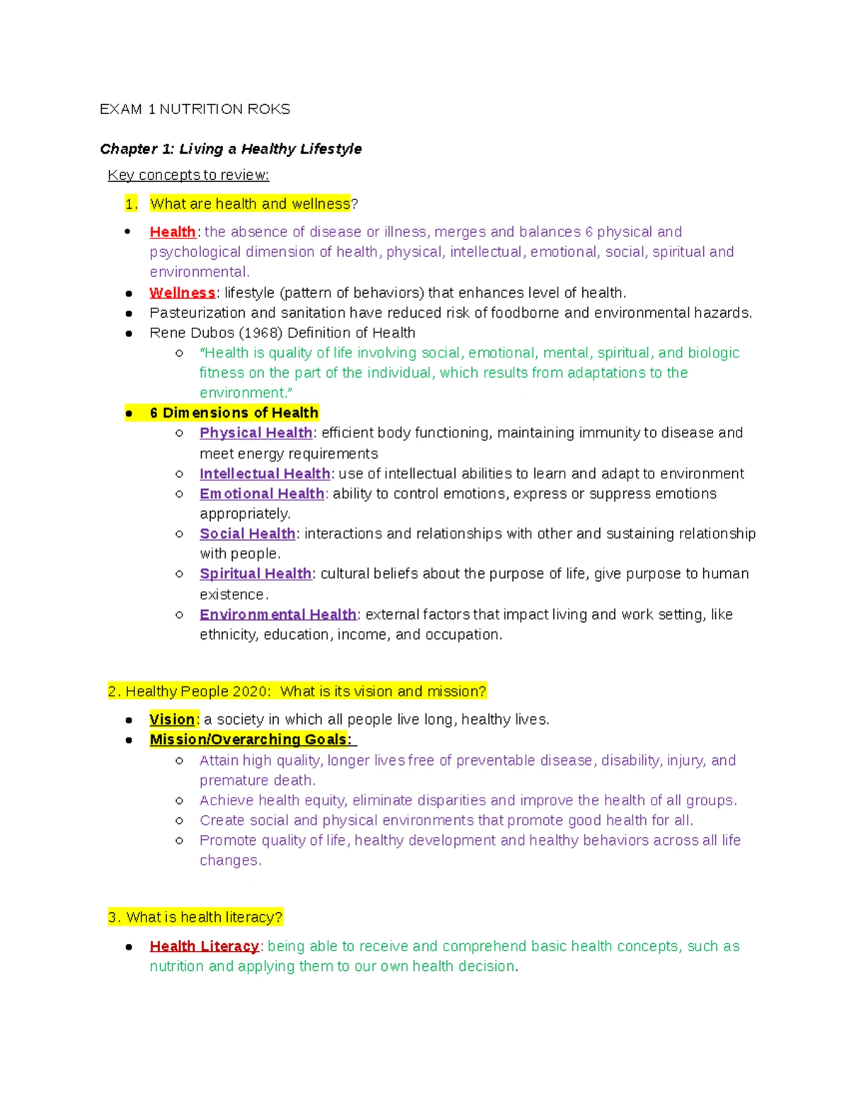 Nutrition Exam 1 - Key Concepts and Study Guide for Success - Studocu