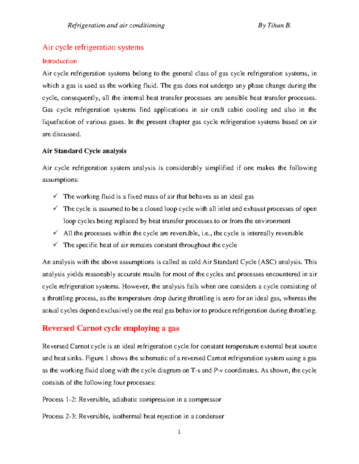 Air Cycle Refrigeration Systems: Analysis and Applications in ...