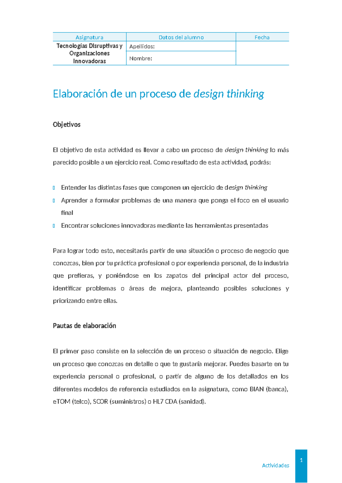 Elaboración de un Proceso de Design Thinking - Tecnologías Disruptivas ...