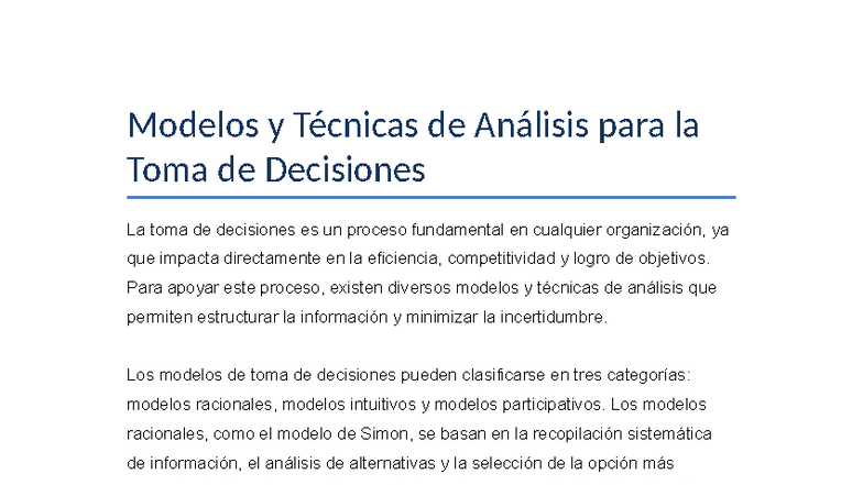Modelos y Técnicas de Análisis para la Toma de Decisiones - TTD101 ...