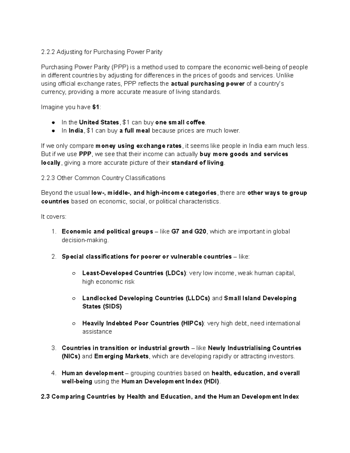 EDEV - Comparative Economic Development: PPP & Country Classifications ...