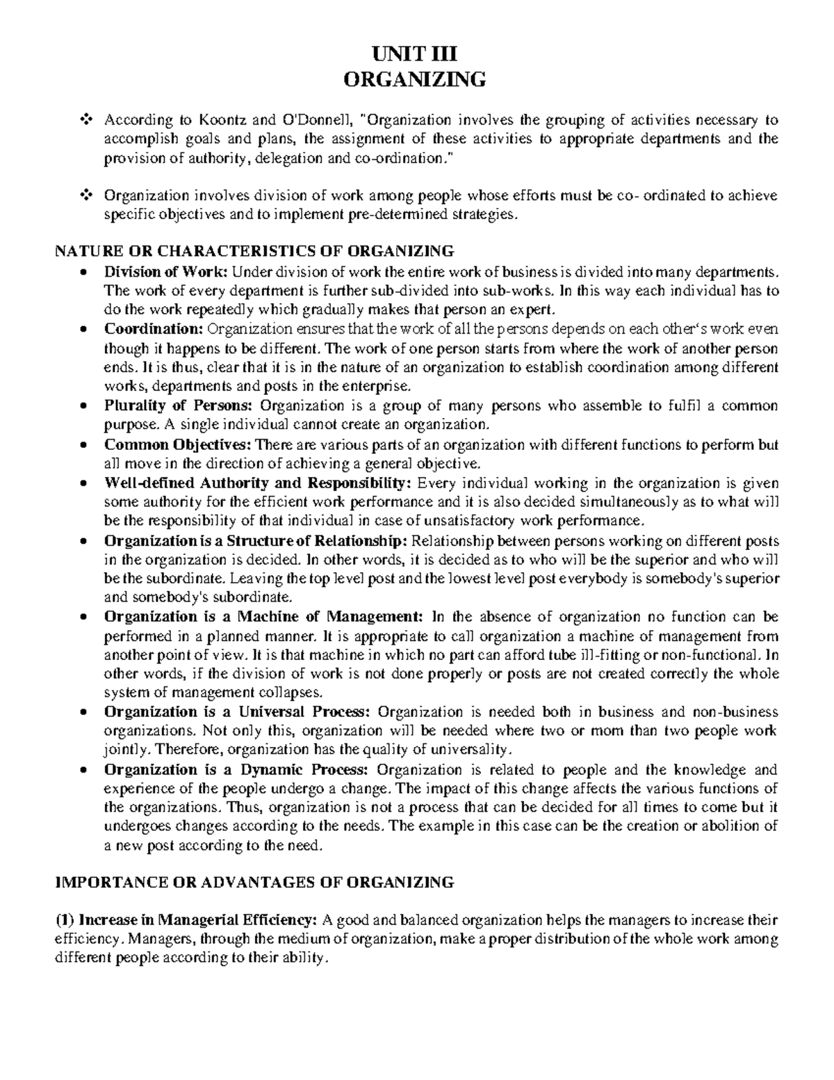 POM Notes - Unit 3 & 4: Organizing and Organizational Structures - Studocu